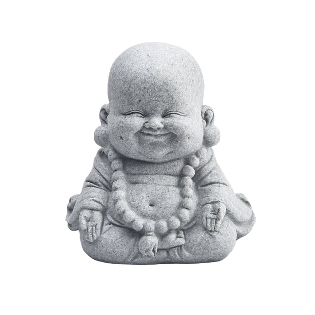 Fat Smiling Buddha Garden Ornament Sandstone Effect Outdoor Indoor Statue Decor