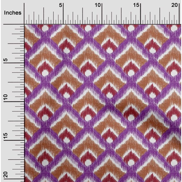 oneOone Silk Tabby Fabric Argyle Style Ikat Printed Fabric 1 Yard 42 Inch Wide