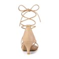 thumbnail image 2 of BLISSFUL STEP Women's Back to School Straps Kitten Heel Lace Up Sandals Nude 9, 2 of 8