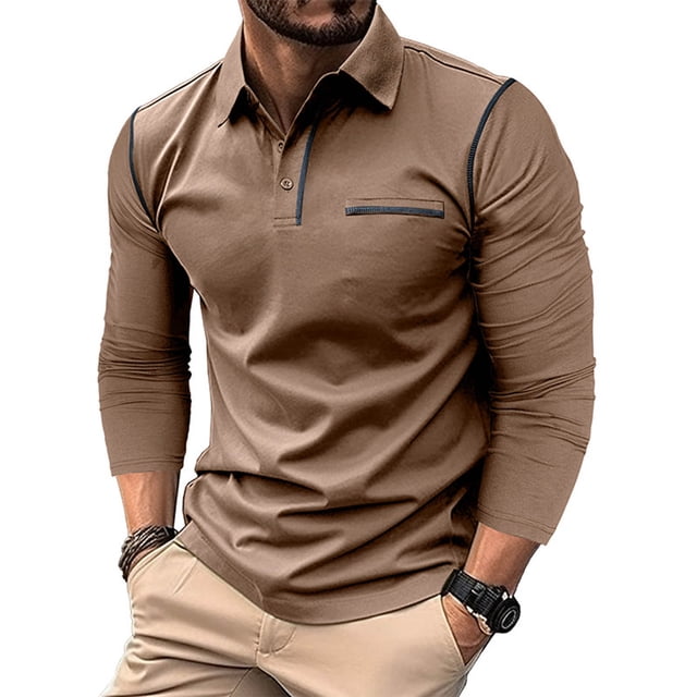 FAIWAD Men's Long Sleeve Shirts Casual Button Down Basic Golf Pullover Tops Lightweight Work Athletic T-Shirt