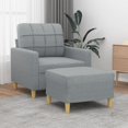 thumbnail image 1 of vidaXL Sofa Chair with Footstool Light Grey 60 cm Fabric, 1 of 4
