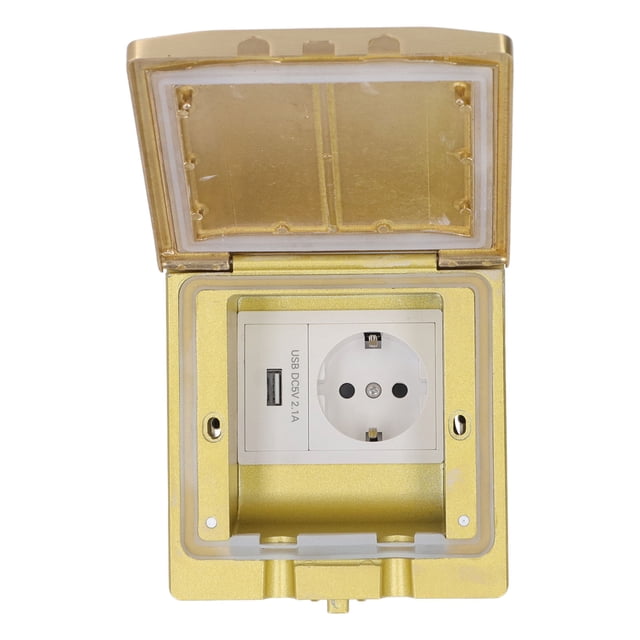 IP55 Waterproof & Dustproof Embedded Floor Power Socket - 16A 2500W, Premium Brass & PC Flame Retardant Construction, Space-Saving Recessed Design for Office, Hotel, Mall, Home & Commercial Use with