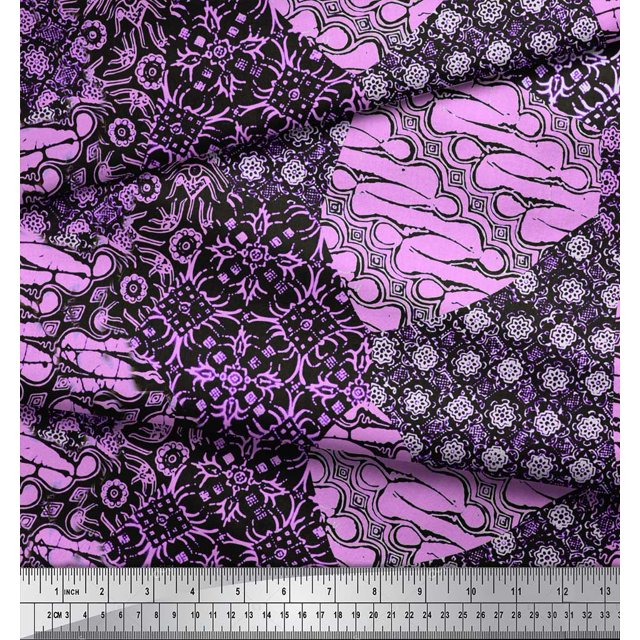 Soimoi Rayon Crepe Fabric Damask Patchwork Fabric Prints By Yard 46 Inch Wide