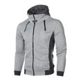 thumbnail image 1 of RXIRUCGD Veste Décontractée à Capuche pour Hommes, Couleur Unie, Poche Zippée, Manches Longues, Gris, Taille : L, 1 of 3
