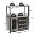 thumbnail image 2 of OUYAWEI 3-Tier Wine Bar Cabinet with LED Lights,Coffee Bar Cabinet with Adjustable Shelves,Mesh Door & Baffle,Small Liquor Cabinets with Wine Rack and Glass Holder for Home Kitchen,Grey, 2 of 8