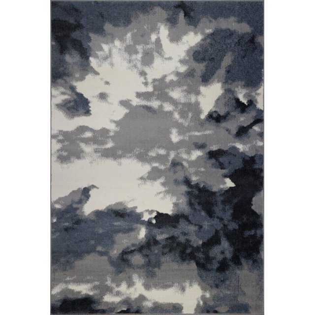 Ladole Rugs Toronto Sky Gray Micro Polyester Area Rug Carpet in Gray-Ivory (6'5" x 9'5" , 200cm x 290cm)