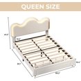 thumbnail image 2 of Eastvita Beige Queen Size Princess Bed Frame with LED Headboard/Storage Drawers - Adjustable Boucle Platform Bed for Girls/No Box Spring Needed, 2 of 7