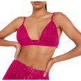 thumbnail image 2 of IROINID Balconnet Réduit pour Femmes Été Couleur Unie Style Boîte de Nuit Soutien-Gorge à Sequins, Rose Vif, 2 of 6