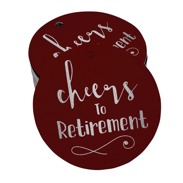 Inkdotpot Pack Of 100 Cheers To Retirement Favor Paper Tags Craft Real Silver Foil Hang Tags