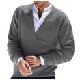thumbnail image 3 of MIASHUI Men's Fall Winter Pullover V-Neck Solid Color Cardigan Knit Shirt Jacket Long Sleeve Comfort Grey,L, 3 of 5