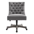 thumbnail image 2 of Linon Dixie Chaise de Bureau Pivotante Capitonnée Rembourrée à Base en Bois Gris Délavé, 2 of 12