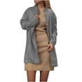thumbnail image 3 of Yuyuzo Manteau pour Femmes Mi-Long à Col Montant Vestes Blazer d'Affaires Décontractées Automne Hiver Pardessus Uni avec Poches, 3 of 7