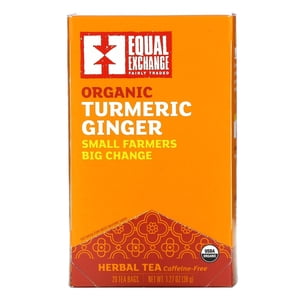 Equal Exchange, Organic Turmeric Thé à base de gingembre, sans caféine, 20 Sacs à thé, 1.27 oz (36 g)