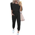 thumbnail image 1 of Ensemble Deux Pièces pour Femmes, Chandail à Manches Courtes avec Cordon, Pantalon Long, Survêtement, Ensemble Jogger, 1 of 6