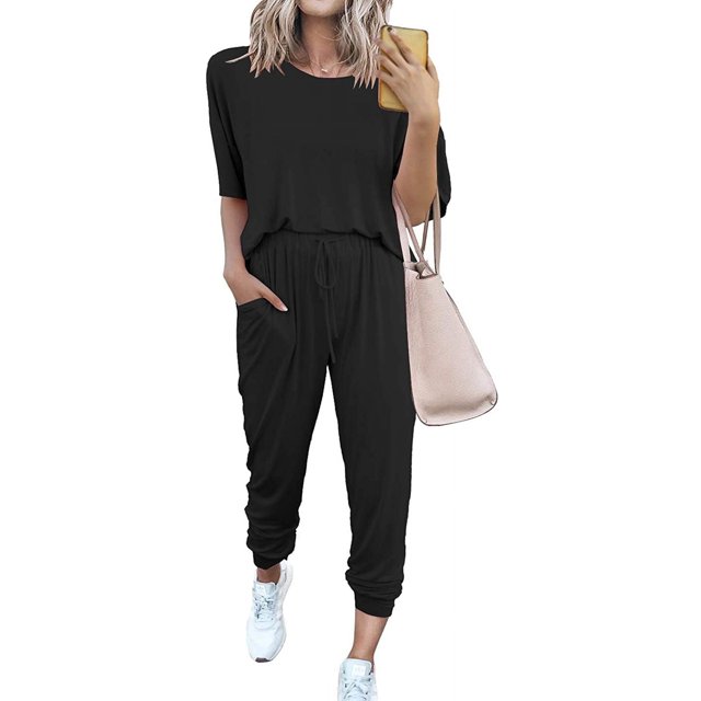 Ensemble Deux Pièces pour Femmes, Chandail à Manches Courtes avec Cordon, Pantalon Long, Survêtement, Ensemble Jogger
