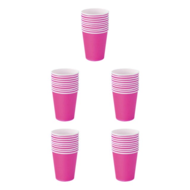 ZheElen 50 Pcs Gobelets en Papier de Fête Couleurs Vibrantes Inodore Anti-Rayures Grand Application Résistant à l'Usure Café Rouge rose 5Ensemble