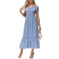thumbnail image 1 of Women Renaissance Peasant Maiden Boho Inspired Cap Sleeve Lace Trim Maxi Dress, Sky Blue, XX-Large, 1 of 5