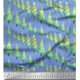 thumbnail image 1 of Soimoi Blue Modal Satin Fabric Christmas Tree Fabric Prints By Yard 42 Inch Wide, 1 of 3