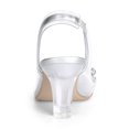 thumbnail image 2 of BLISSFUL STEP Women's Flower Rhinestone Slingback Clear Mid Heel Slip On Sandals Silver 9, 2 of 8