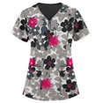 thumbnail image 1 of Hauts à Manches Courtes pour Femmes à Col en V Blouse T-shirt d'Uniforme de Travail pour Femmes, 1 of 3
