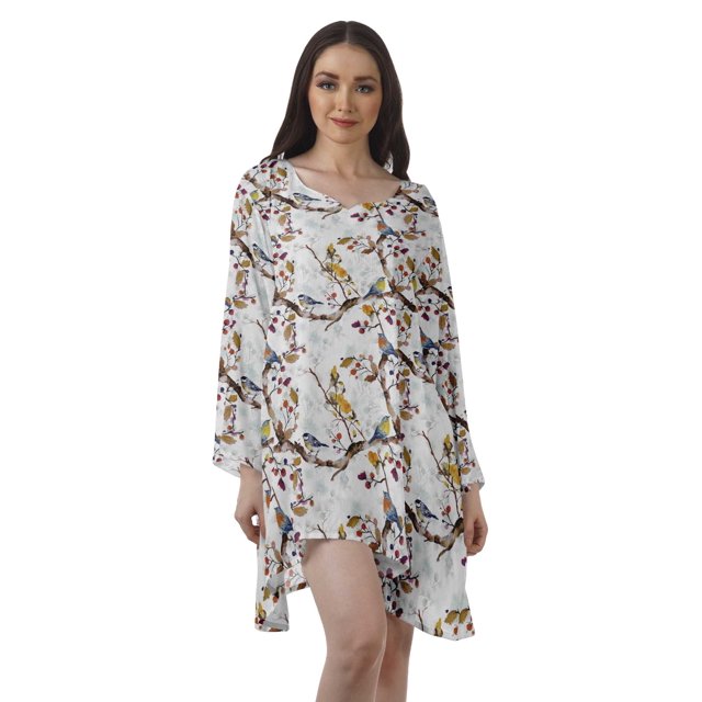 Moomaya Tuniques à Manches Longues pour Femmes Robes Imprimées à Manches Longues Filles