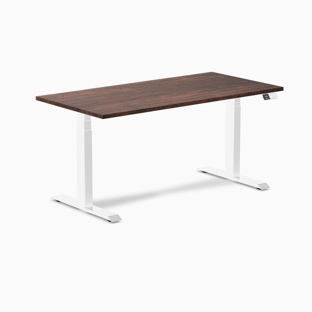 Desky Dual Softwood Sit Stand Desk - American Rustic Pine / 60 x 30 Inches / White