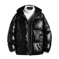 thumbnail image 2 of EGNMCR Jackets for Men Shiny Hooded Reflective Down Jacket Cotton Jacket, 2 of 5