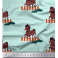 thumbnail image 1 of Soimoi Tissu Poly Georgette Imprimé Cheval pour Enfants au Mètre, 52 Pouces de Large, 1 of 3