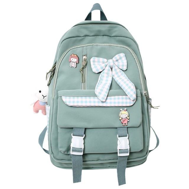 Sac à Dos Papillon Vert pour Filles – Grand Sac d'École avec Accessoires Pendentif Mignons