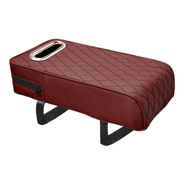 DYNWAVECA Coussins d'Accoudoir pour Voiture, Accessoires Intérieurs avec Pochette de Rangement, Tapis de Boîtier d'Accoudoir Housse de Console Centrale pour Auto, Rouge