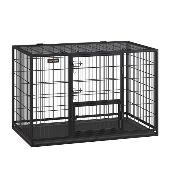 Feandrea Cage pour Chien Robuste, Chenil et Cage en Métal avec Plateau Amovible, TTG pour Grands Chiens, 48 x 29,3 x 31,7 Pouces, Noir