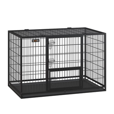 Feandrea Cage pour Chien Robuste, Chenil et Cage en Métal avec Plateau Amovible, TTG pour Grands Chiens, 48 x 29,3 x 31,7 Pouces, Noir