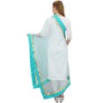 thumbnail image 3 of Phagun Dupatta Longue en Filet de Designer Indien pour Femmes, Foulard Hijab, Jeté - Turquoise, 3 of 5