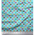 thumbnail image 1 of Soimoi Blue Moss Georgette Fabric Donuts Food Print Sewing Fabric Yard 42 Inch Wide, 1 of 5