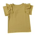 thumbnail image 2 of Shirts for Girls, Children Solid Color Loose Girl Ruffle Sleeve Round-Neck Blouses Western Style Top, 2 of 3