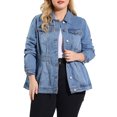 thumbnail image 1 of Agnes Orinda Veste en Denim Grande Taille pour Femmes à Manches Longues, Boutonnée, Lavée, Veste Camionneur en Jean à l'Avant 3X Bleu Pâle, 1 of 8