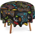 thumbnail image 1 of Nappe Ronde de 60 Pouces Gamer Player, Housse de Table Circulaire pour Manette Résistante aux Taches, Hydrofuge et Infroissable pour Maison, Cuisine, Salle à Manger, Fête, Patio, Intérieur Extérieur, 1 of 1