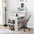 thumbnail image 3 of Giantex Computer Desk w/Bookcase, 48" Modern Compact Writing Desk, Reversible Study Workstation for Home, Office & Dorm, Easy Assembly, White, 3 of 10