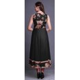 thumbnail image 4 of Bimba Robe Anarkali Noire à Fleurs, Col Mandarin, Sans Manches, Kurtis pour Femmes, Robe Maxi à Imprimé, Très Grande, 4 of 6