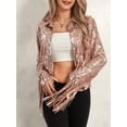 thumbnail image 3 of Gupgi Veste à Paillettes Scintillantes pour Femmes, Veste Brillante à Paillettes, Ouverte à l'Avant, Manteau à Franges à Pampilles, Veste Disco, 3 of 9