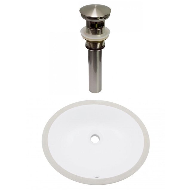 American Imaginations 16.5-in. W CUPC Oval Bathroom Undermount Sink Set In White - Brushed Nickel Hardware - Overflow Drain Incl. AI-31779