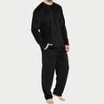 thumbnail image 2 of Kcodviy Mens Leisure Soft Home Pajama Set for Men Solid Color Shirt Pants Men Mens Pajama Pants Pajama Set Home Service Fun Family Pajamas Two Piece Set Long Mens Pajamas Fleece Warm Pyjamas, 2 of 6