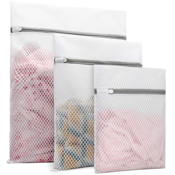 Muchfun 3 Pcs Sacs à Linge en Maille Nid d'Abeille Durables pour Délicats 1 Grand 16 X 20 Pouces 1 Moyen 12 X 16 Pouces 1 Petit 9 X 12 Pouces (Maille Nid d'Abeille)