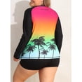 thumbnail image 3 of Charmo Womens Plus Size Long Sleeve Rash Guard Top Zipper Sufing Swim Shirt, 3 of 4