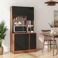 thumbnail image 2 of Costway 71" Tall Kitchen Pantry Buffet Hutch Freestanding Storage Cabinet 4 Doors Walnut, 2 of 10