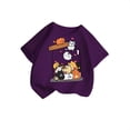thumbnail image 4 of HNMKIU T-Shirt d'Été Décontracté pour Filles avec Imprimé Graphique Mignon, Col Rond, Manches Courtes, T-Shirt Confortable pour Enfants, Violet, 5-6 Ans, 4 of 4