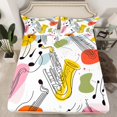 thumbnail image 2 of Music Sheet Set Watercolor Geometry Saxophone Full Sheets Kids Boys Girls Colorful Musical Notes Bed Sheets Set Music Theme Instrument Bed Set Cute Bedroom Decor, 2 of 7