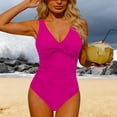 thumbnail image 4 of JMYHOAM One Piece Swimsuit Women Swimwear Women Solid Color Backless Strap Bikini Swimsuit Bikini Color Blocking Off-Shoulder Set, 4 of 8