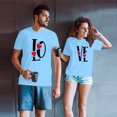 thumbnail image 4 of Chandails à Col Rond pour Couples Assortis, Imprimé de Lettres de la Saint-Valentin, Mode, Confortable, Coupe Ample, T-Shirt Décontracté Léger, Tunique, Haut Confortable et Doux, T-Shirt de Base pour Lui et Elle, Vêtements de Vacances, Bleu Pâle, S, 4 of 6
