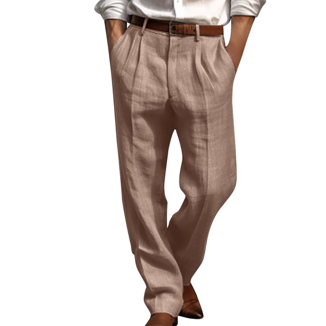 AherBiu Pantalon Habillé pour Homme Rétro à Taille Extensible, Jambe Droite, avec Poches, Pantalon Classique Ajusté